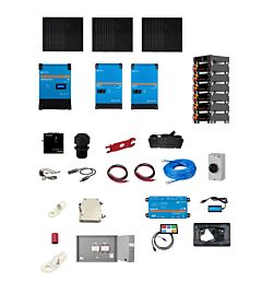 NAZ Dual Victron Energy 5k Inverter for Off-Grid Solar Electric with 9.6kW of solar modules.